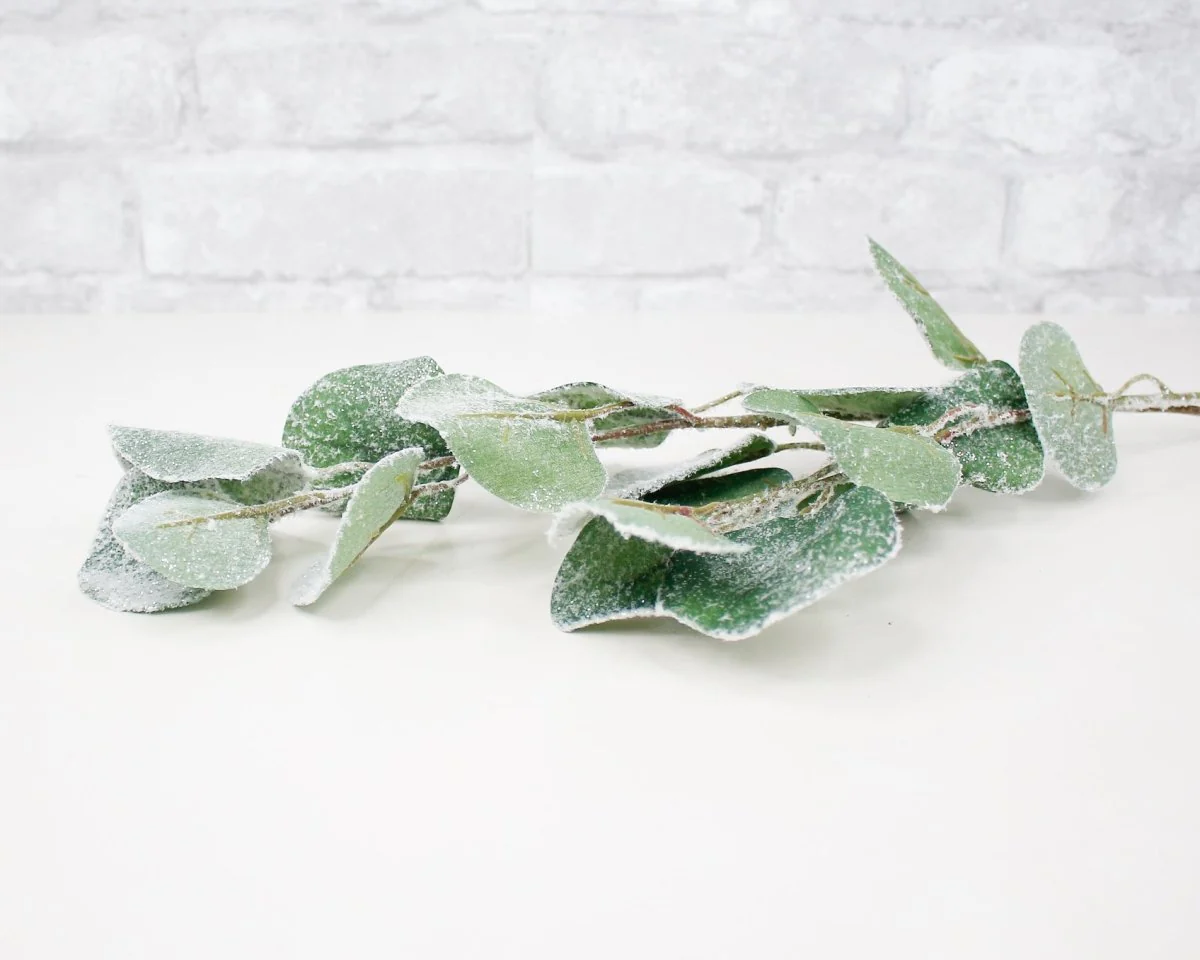 32" Flocked Eucalyptus Spray