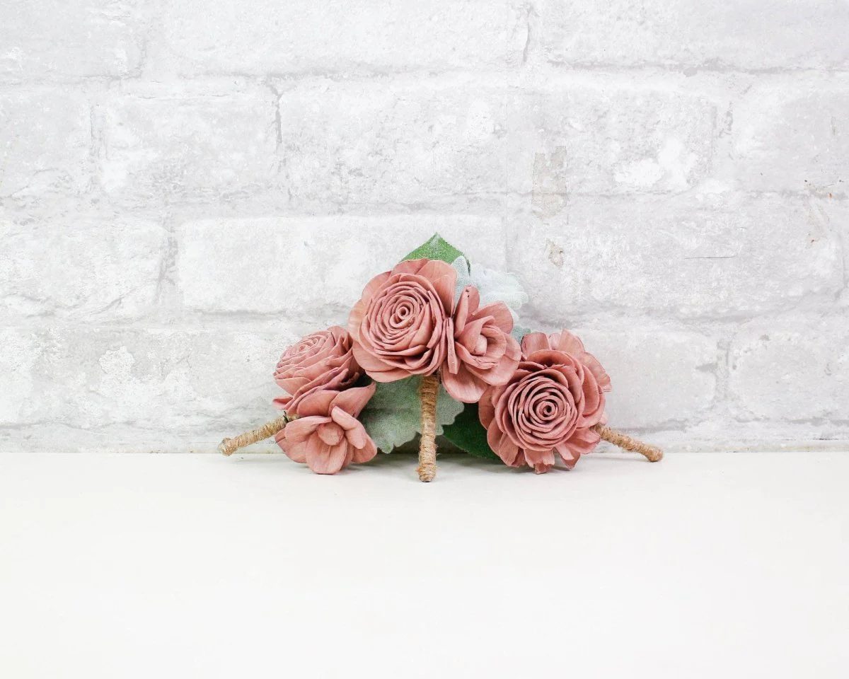 Cinder Rose Boutonniere (Set of 3)*