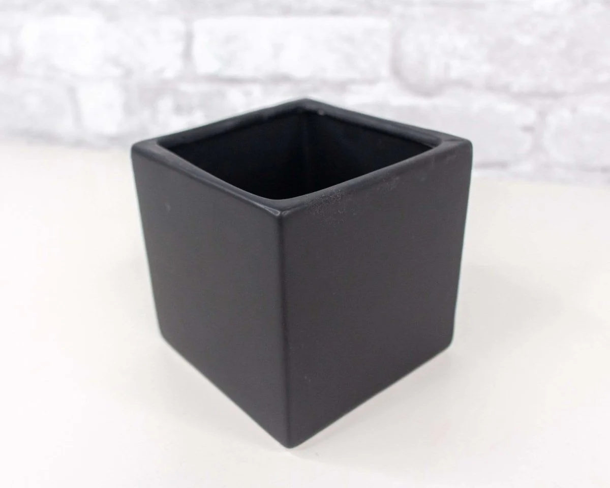 Matte Cube Ceramic Container (Multiple Colors)