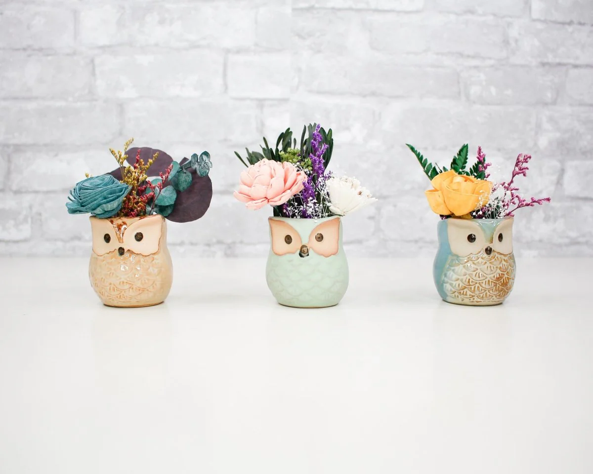 Mini Ceramic Owl Pot (Set of 3)